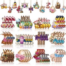 Patelai 36 Pcs Vintage Easter Ornaments for Tree Easter Retro Wooden Hanging Orn