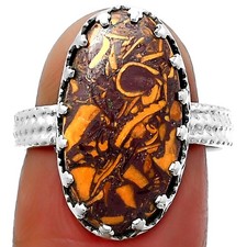 Anillo de plata de ley 925 de Coquina Fossil Jaspe - India s.7.5 joyería R-1075