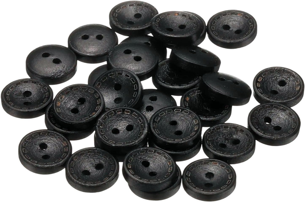 30 StüCk KnöPfe 13Mm HolzknöPfe 2 Loch Buttons, BastelknöPfe Rund NäHknöPfe Schü-image