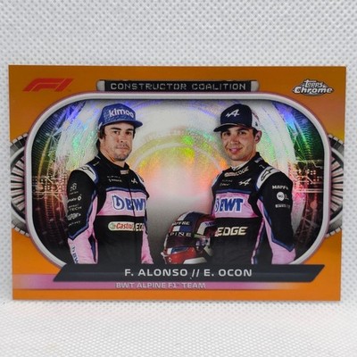2022 Topps Chrome F1 #CC-ALP Alonso/Ocon Constructor Coalition Orange 9/25