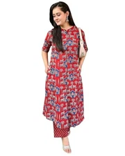 GoSriKi Women's Rayon Blend Straight Printed Kurta with Palazzo