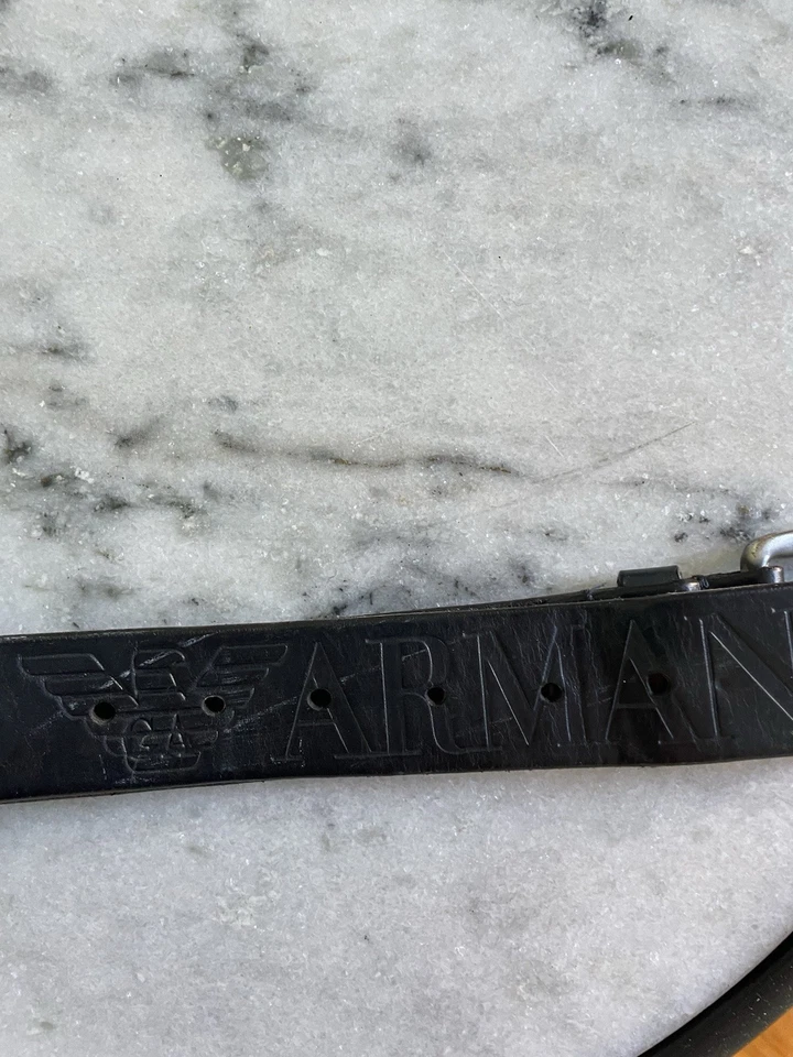 Cinturón Emotion Armani Azul Marino Con Hebilla Cromada Hecho en Italia Foto 3 de 4