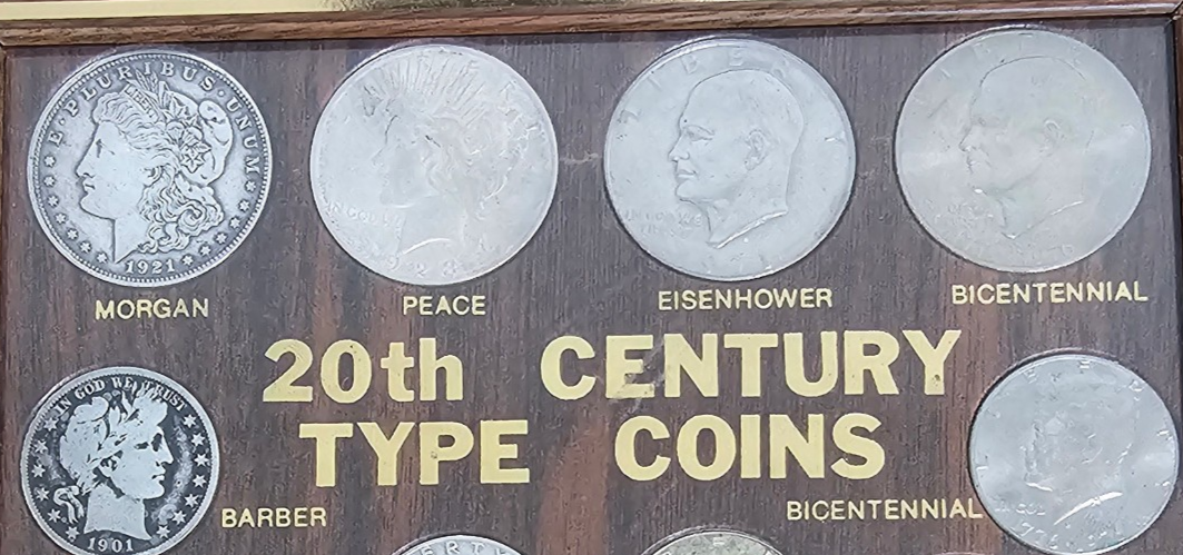 A Framed Set of Twenty Eight 28 U.S. 20th Centry Type Coins. 9061
