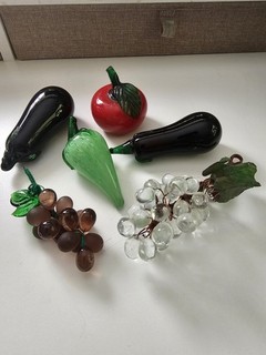 Art Glass Fruit Vegetables Lot of Six Assorted See Pics