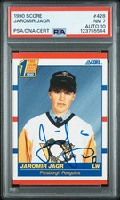 Jaromir Jagr 1990 Score Signed Hockey Rookie Card #428 PSA 7 Auto 10 123755544