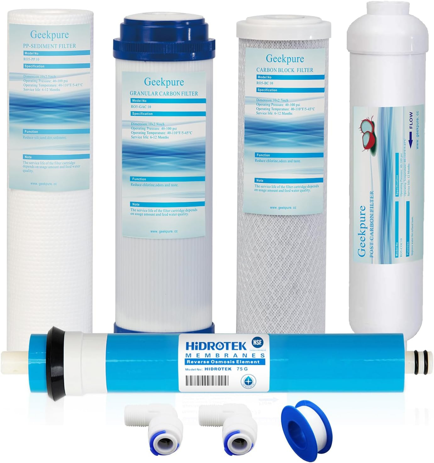 Set Rigenerazione Osmosi Inversa 5 Stadi - Acqua Pura e Cristallina 75 GPD