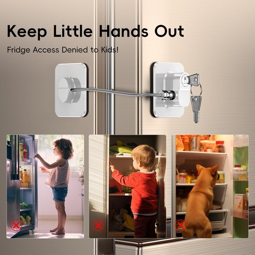 Paquete de 2 cerraduras de puerta de refrigerador, cerradura de puerta de refrigerador a prueba de niños para congelador de cocina... - Imagen 2 de 7