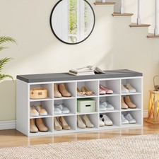 Schuhschrank Schuhregal mit gepolsterter Sitzbank Schuhbank 110 x 30 x 48 cm