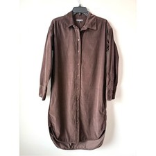 Madewell Corduroy Long Sleeve Midi Shirt Dress Dark  Carob Brown S