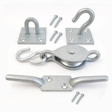 Heavy Duty Galvanised Washing line Kit, PULLEY CLEAT HOOK & EYE FREEPOST