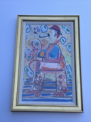 ROBERT WEIL DRAWING PAINTING 1972 ORIGINAL VINTAGE MODERNIST PORTRAIT FAMOUS ART
