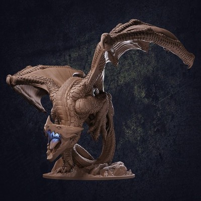 Volcanic Hardscale Dragon - 3d Printed Miniature - Sci-Fi - D&D - Pathfinder