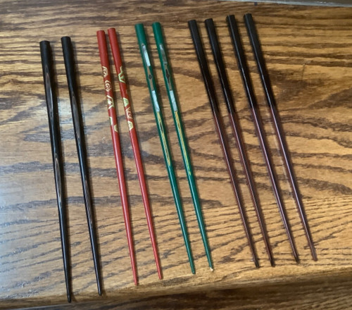 Chopsticks/Hair Stick Ornament Japanese Lacquer (5 pair multi design & color) 9"