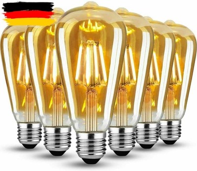 6x ST64 4W Vintage Filament LED Edison E27 Glühbirne Dekorative Glühbirne Lampe