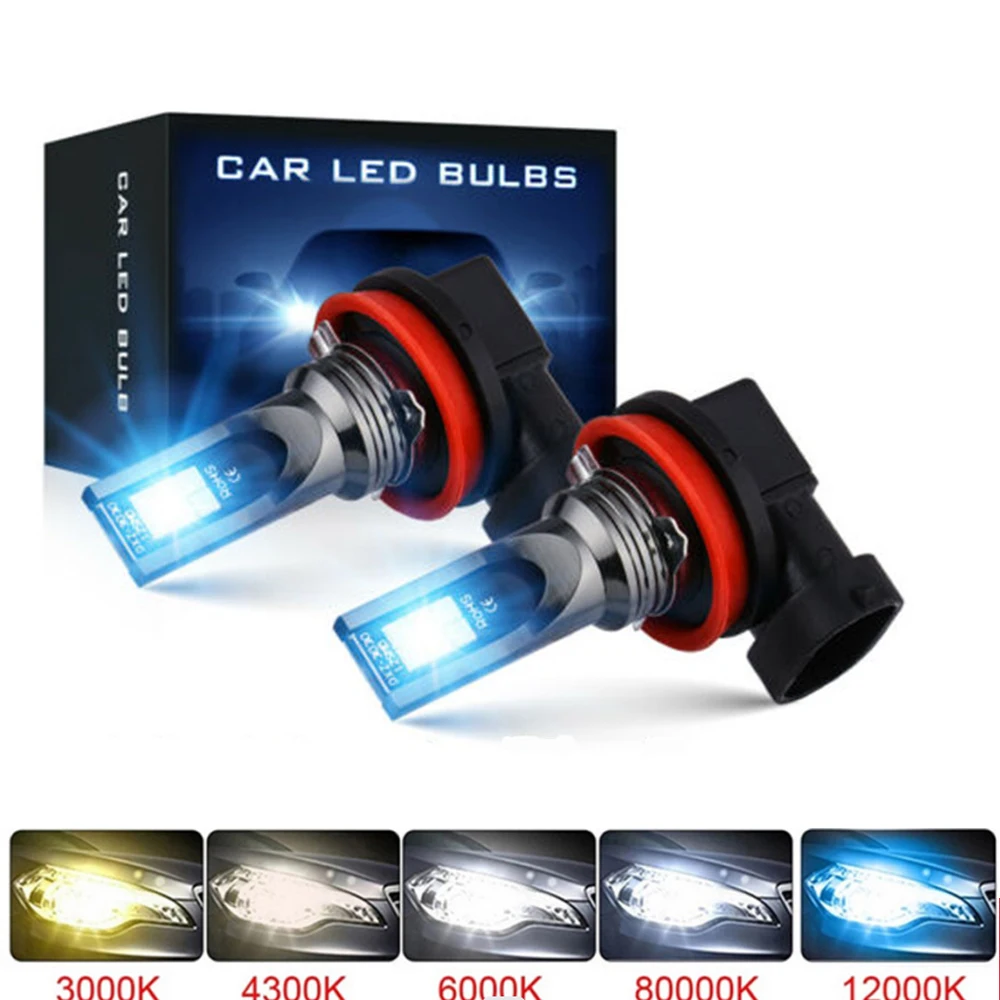 2Pcs H11 H8 H9 H10 H1 H3 9005 9006 LED Headlight Car Fog Light Bulbs DRL H4 H7 A