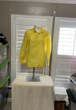 Saska Parrott Yellow Nylon Top Size Large Women's Made In USA Vintage 90s Retro