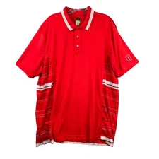 PGA Tour Pro Series Athletic Fit Golf Polo Shirt Mens XXL Red White Stripe