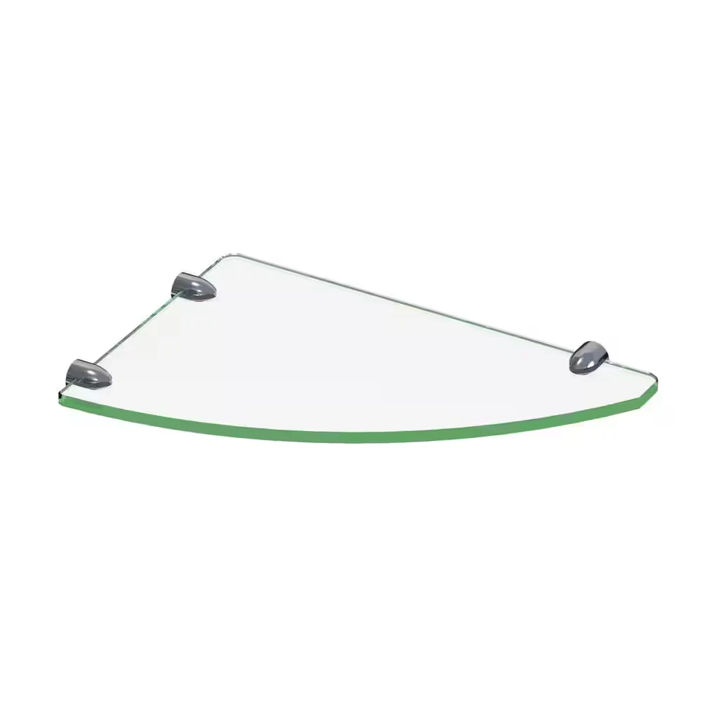 12 In. X 8 In. Corner Glass Shelf in Chrome