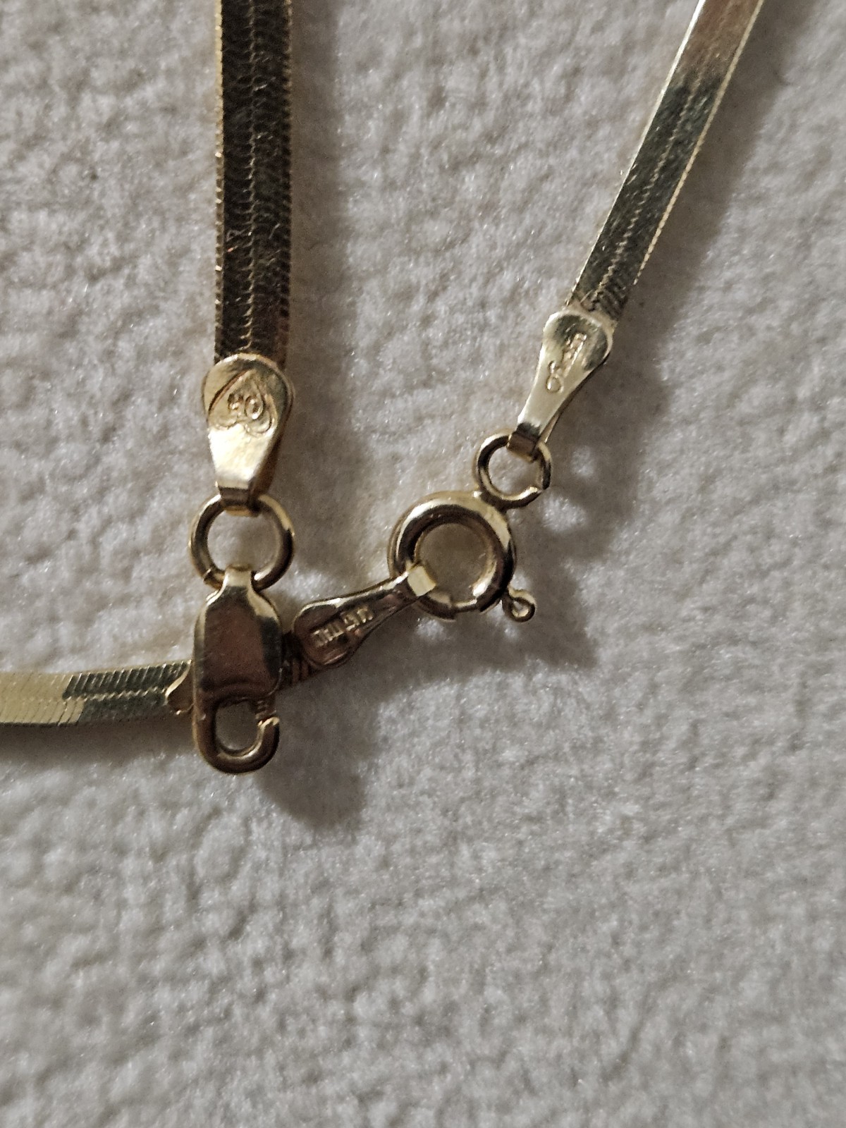 14k Solid Gold Herringbone Necklace Bracelet Yell… - image 4