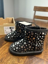 JCP Little Girls Black Fashion Boots With Stars NWT Size 6