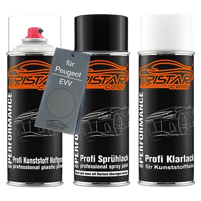 Autolack Spraydosen Set für Kunststoff für Peugeot EVV Gris Winchester Metallic