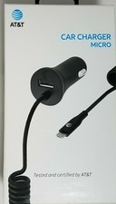AT&T Rapid Micro USB Car Charger 7ft Black Coil 4.8 Amp Extra USB Port