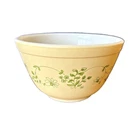 Vintage Pyrex Shenandoah #401 Small Mixing Bowl, Yellow w/Green Flower Pattern