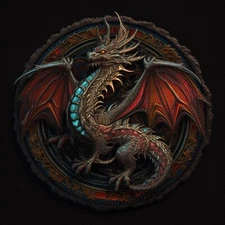 Dragon Patch Iron-on Applique Sword and Sorcery Myth Legend Fire Decorative Gift