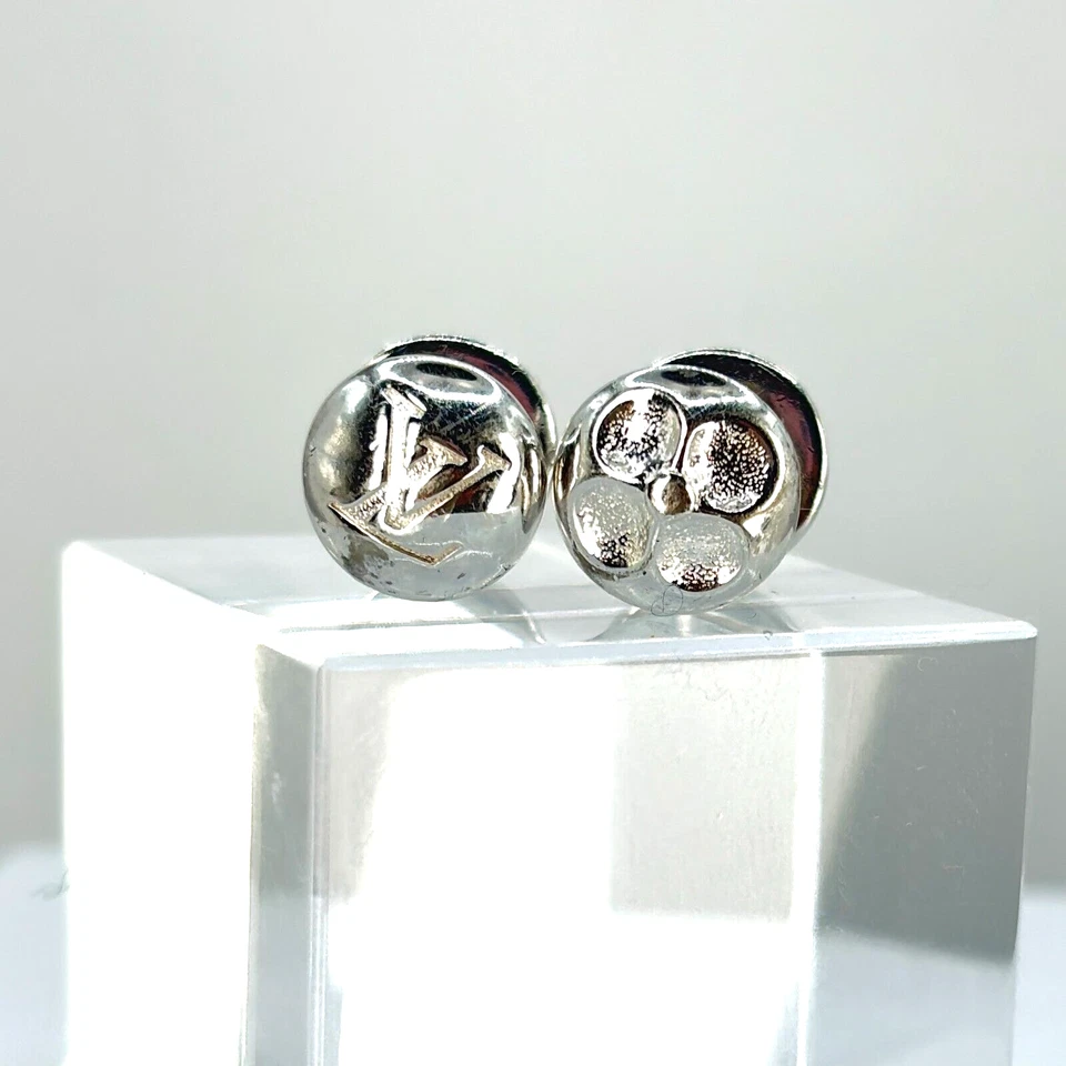 Gemelli Louis Vuitton In Argento Sterling Quad Design Logo LV Cerchio #A1599 - Immagine 4 di 4