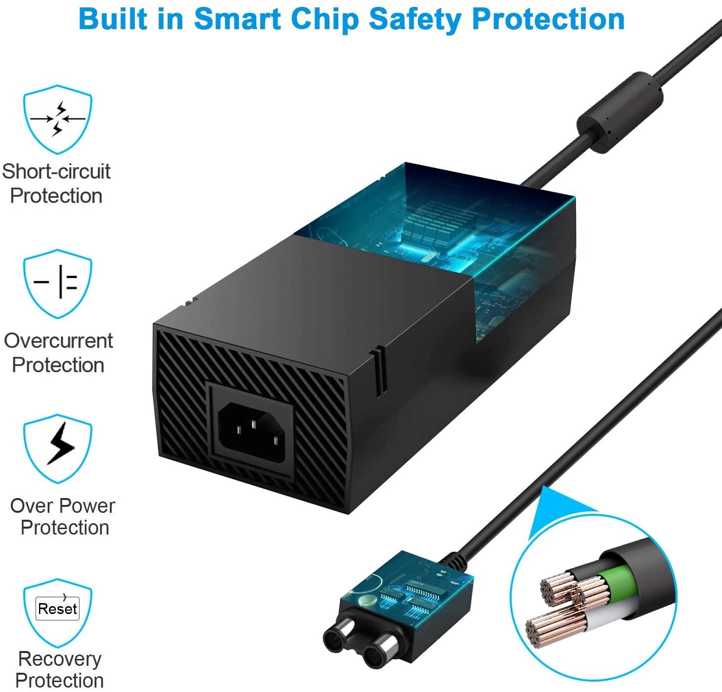 For Xbox One Power Supply PSU Brick AC Adapter with UK 3Pin Power