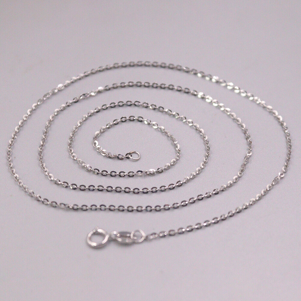 Pure Au750 18K White Gold Chain 1.5mm Lucky O Link Necklace 1.9