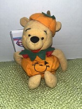 Disney Store "Pumpkin Pooh" Mini Bean Bag Plush Winnie The Pooh 8"