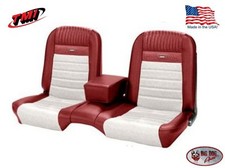 Deluxe Pony Seat Upholstery Ford Mustang Front Bench Seat - Red White Deluxe Pony Seat Upholstery Ford Mustang Front Bench Seat - Red White