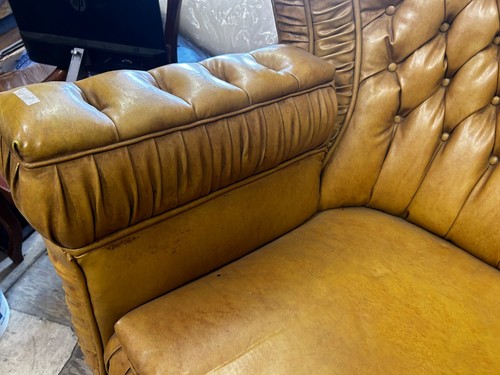 RARE Antique Chesterfield Tufted Platform Rocking Chair / Carved Furry Paw Feet - Picture 3 of 24