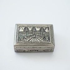 Vintage Cambodian Angkor Wat Temple Repousse  silver  Thom trinket Box