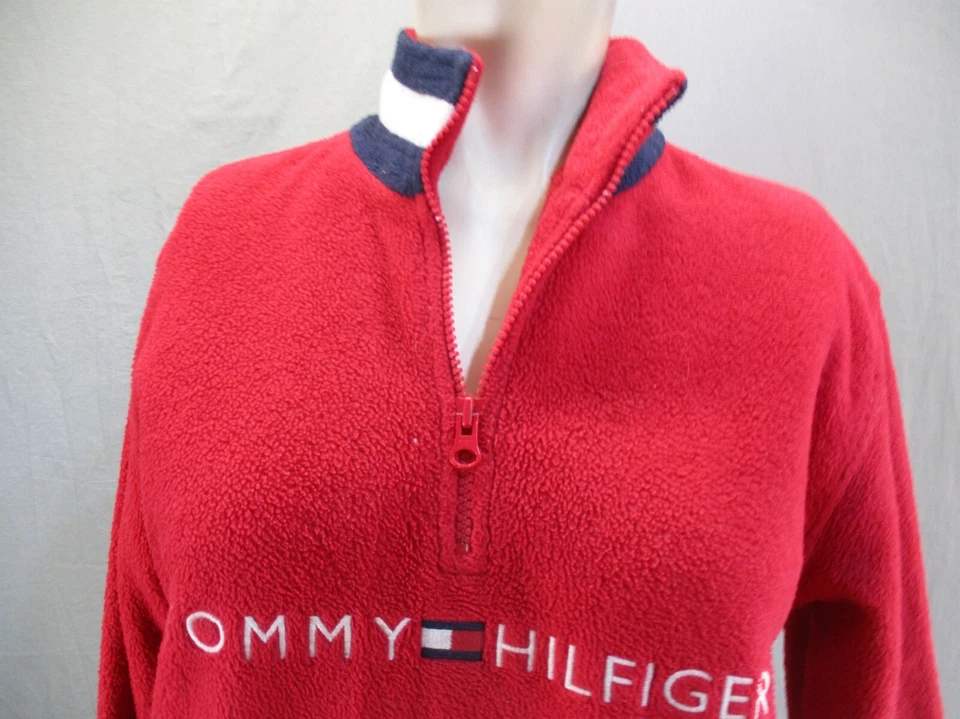 Pulôver atlético Tommy Hilfiger tamanho M feminino 1/2 zíper colarinho alta pilha 619 - Imagem 2 de 4