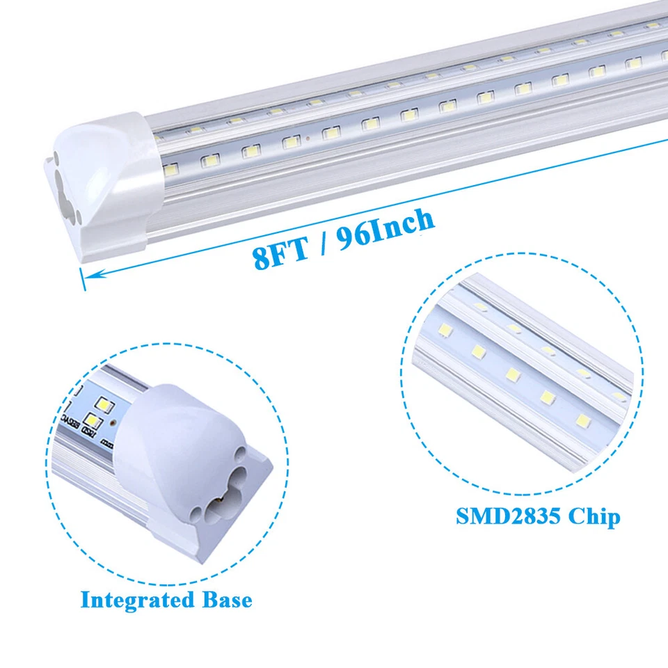 12Pack 8' Led Shop Light Fixture 72W 8FT Integrated Led Tube Light Bulbs 6000K - Image 2 of 4