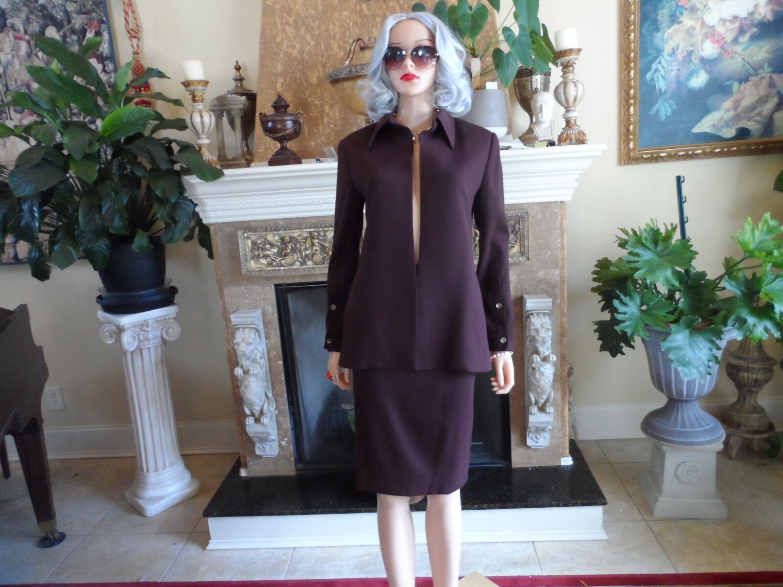 Tuta gonna marrone cioccolato Yves Saint Laurent Rive sinistra FR 36 US 4