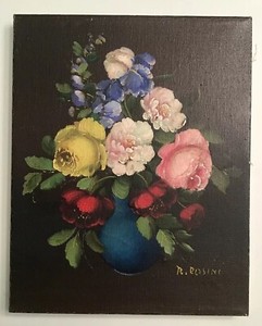 R Rosini Still Life Floral Oil Painting Ebay