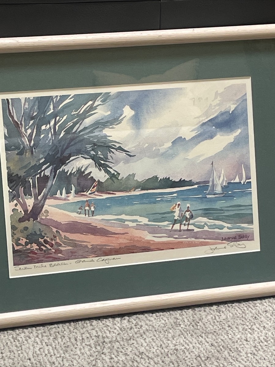 JOANNE SIBLEY Seven Mile Beach Grand Cayman Lithograph Water Color