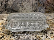 Mid Century VTG Crystal Butter Dish with Handles & Lid Cover XXXXs Butter Keeper