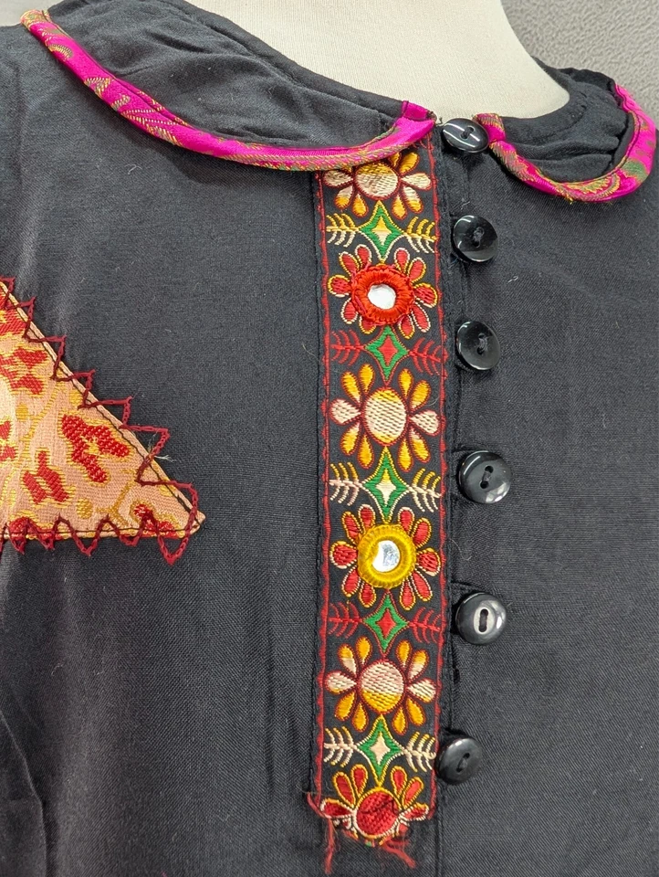 Sacred Threads Long Sleeve Maxi Dress Size S/M Floral Patchwork Witchy Goth NWT - Image 4 of 4