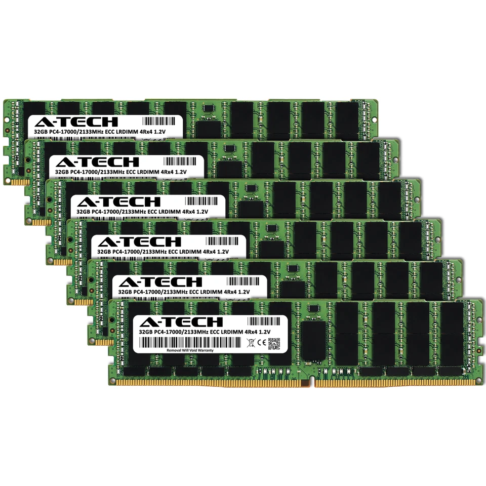 A-Tech 192GB 6x 32GB 4Rx4 PC4-17000L DDR4 2133 MHz ECC LRDIMM Server Memory RAM - Image 2 of 4