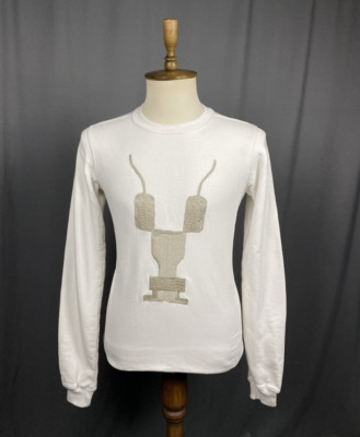 Rick Owens Dark Shadow Man to Man White Beige Crewneck Long Sweater Size S