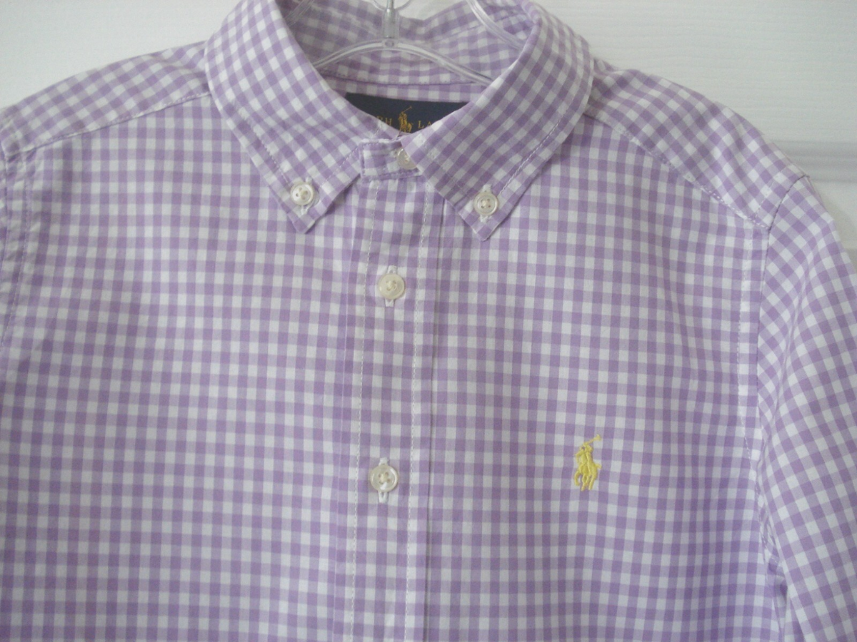 Ralph Lauren Boy's Lavender Purple White Check Long Sleeve Shirt