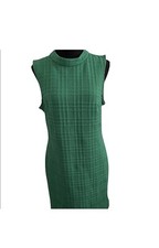 Sharagano Green Textured Quilted Grid Mock Neck Sleeveless Sheath Dress Size 12
