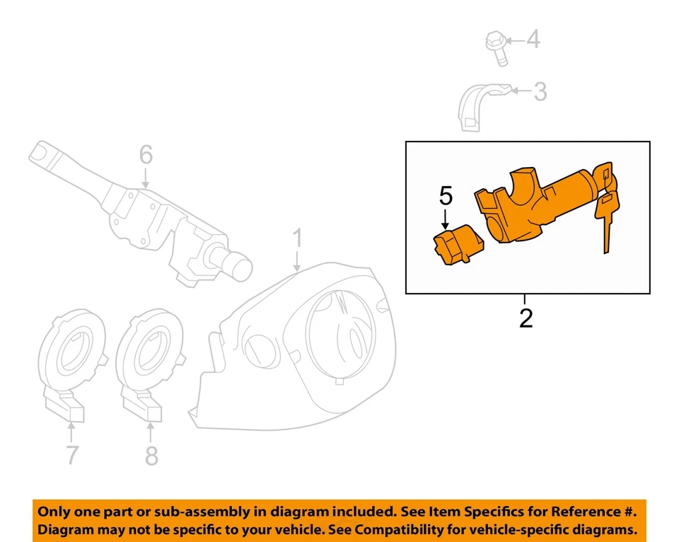 Б/у переключатель зажигания подходит: 2018 Nissan Versa Htbk Note обычное зажигание включено - Изображение 2 из 4