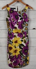 Nine West 2 Dress Womens Sheath Floral Pansies Pockets Sleeveless Easter Career