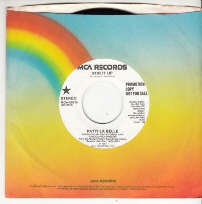 PATTI LA BELLE - STIR IT UP - PROMO MCA RECORDS 45 - GREAT SHAPE