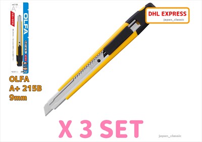 OLFA 215B A+ AUTO-LOCK AMBIDEXTROUS 9mm SMALL BLADE SERIES X 3